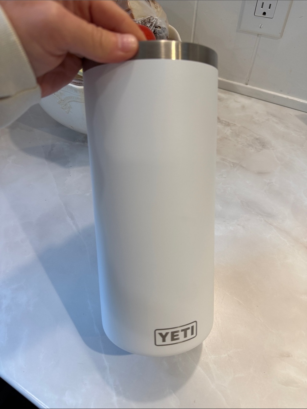 Yeti White Stainless-Trim Insulated Tumbler for wine bottle